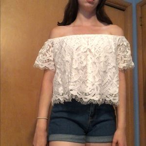 Express Tops - White lace top Express Tops - White lace top